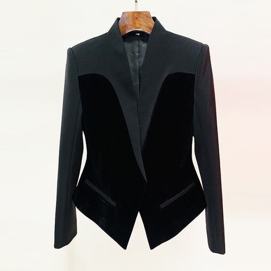 Slim-fit Velvet Stitching Suit Jacket