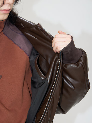 Drop-shoulder Leather Cotton Coat Jacket